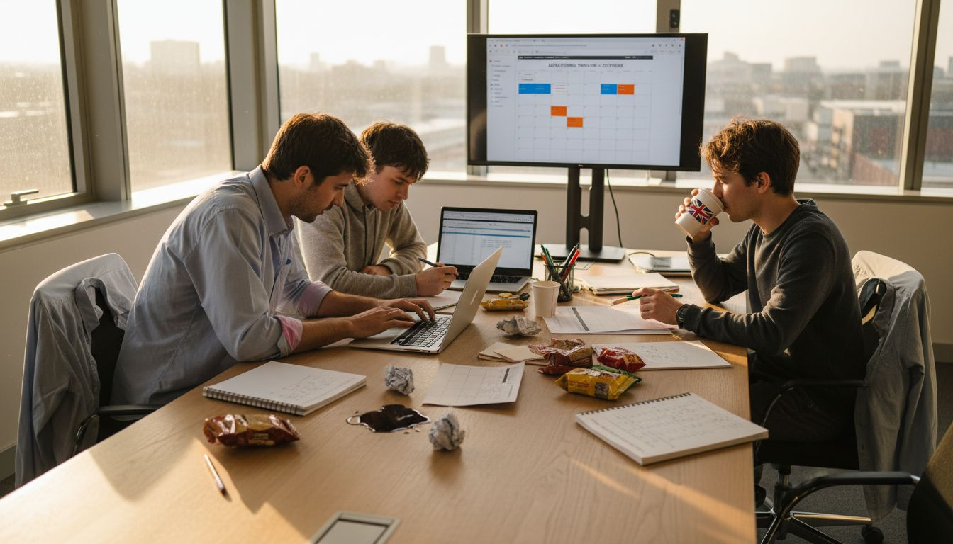 Team reviewing ecommerce ad schedule chart