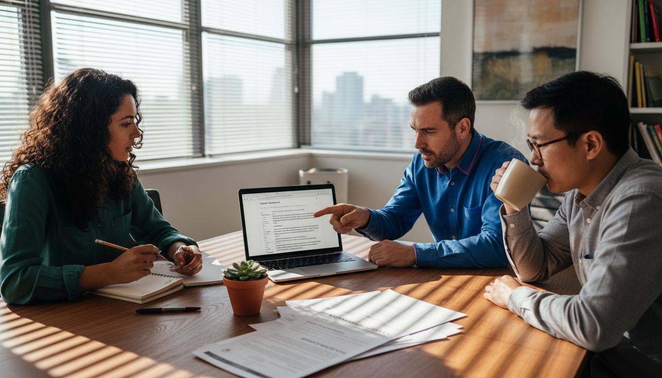 Team reviewing online trust strategies