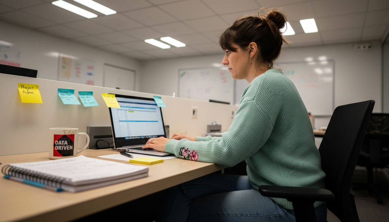 Data analyst updating customer records