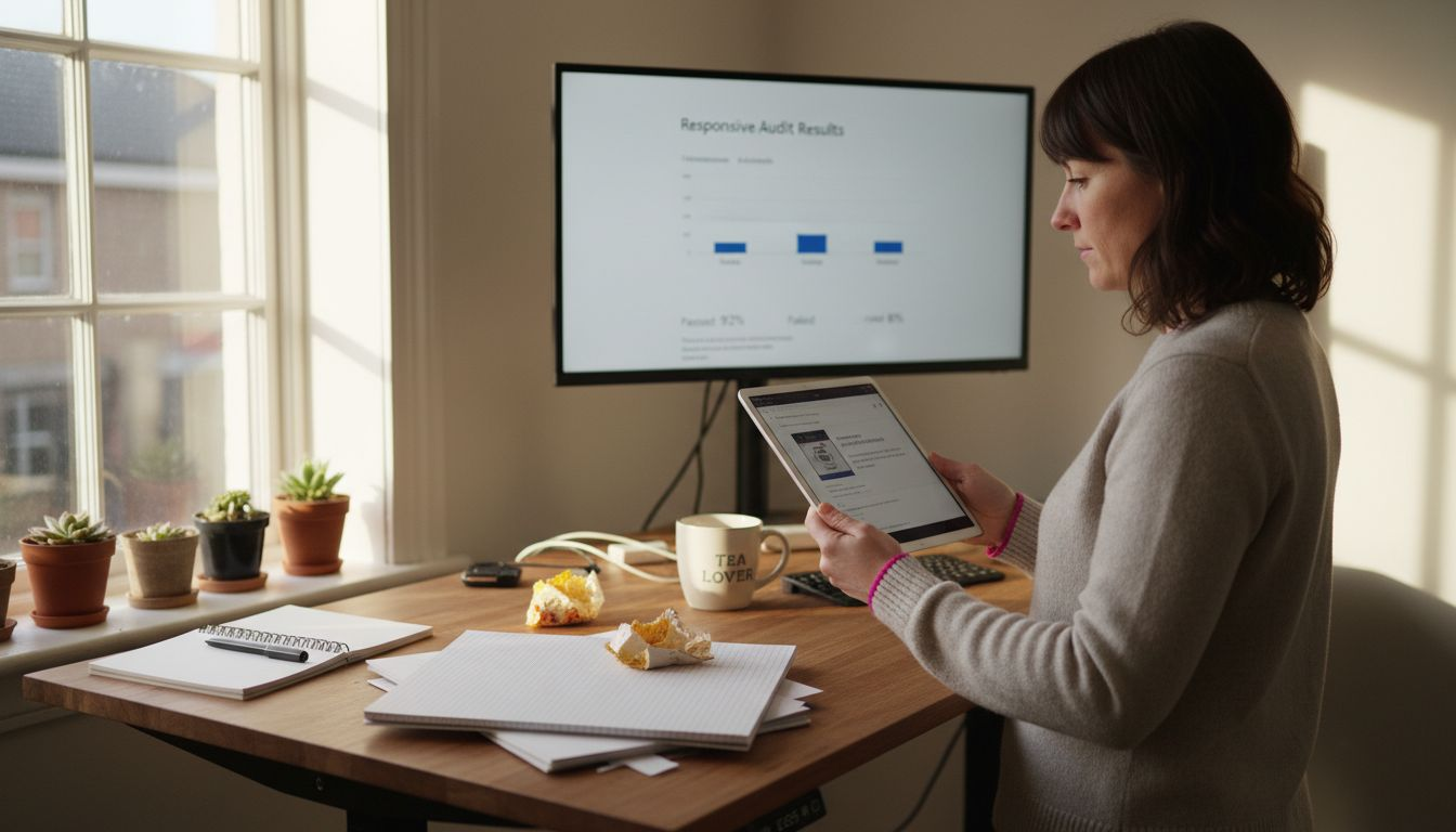 Web designer auditing responsive ecommerce site