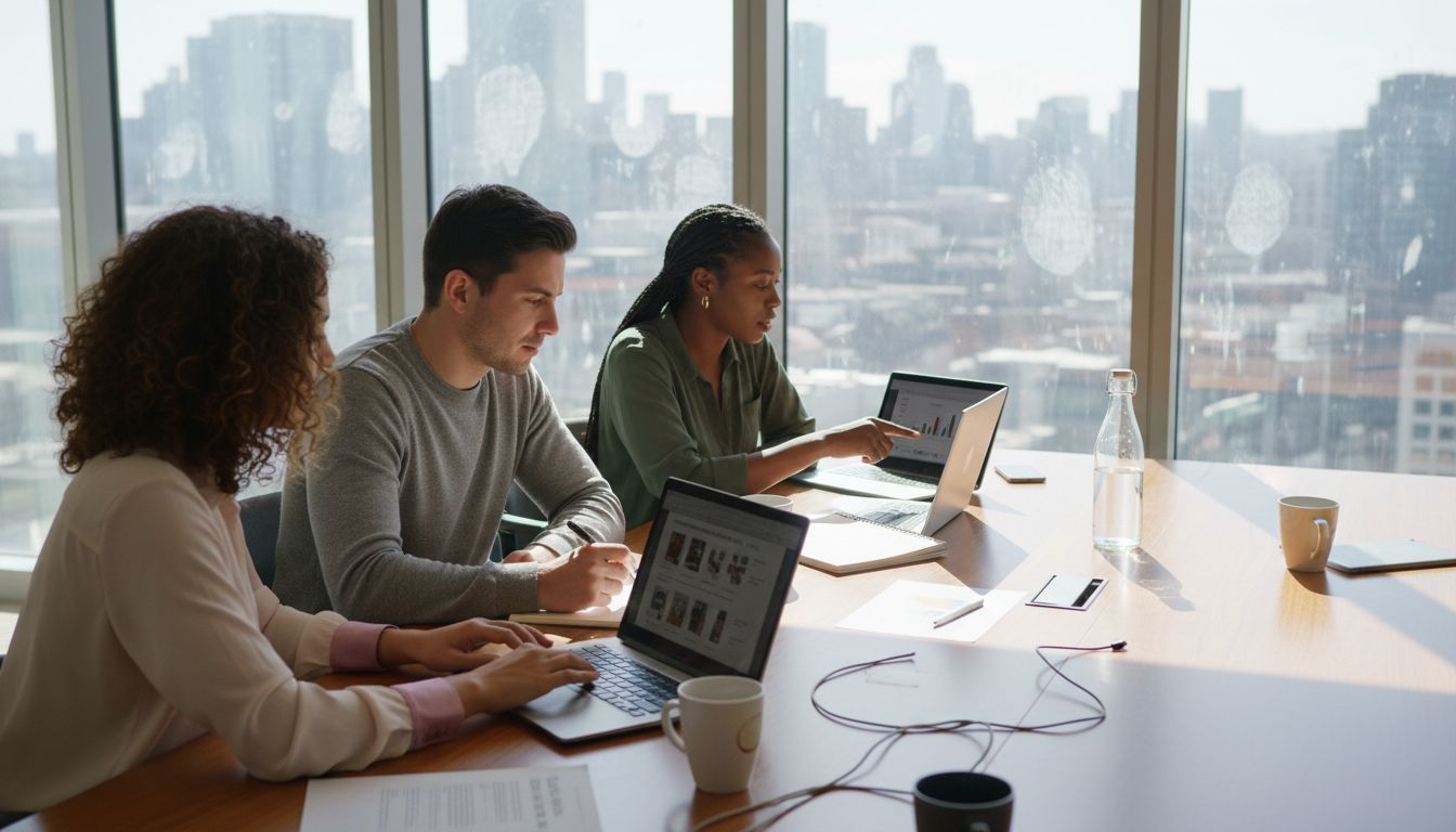 E-commerce team collaborating in modern office