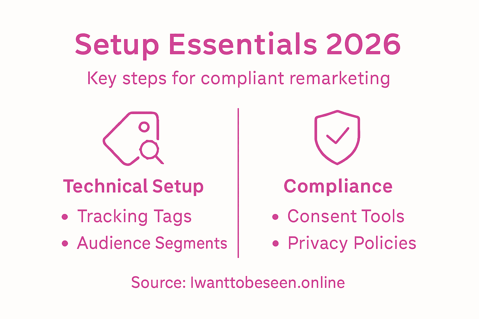 Infographic outlining remarketing setup and compliance steps