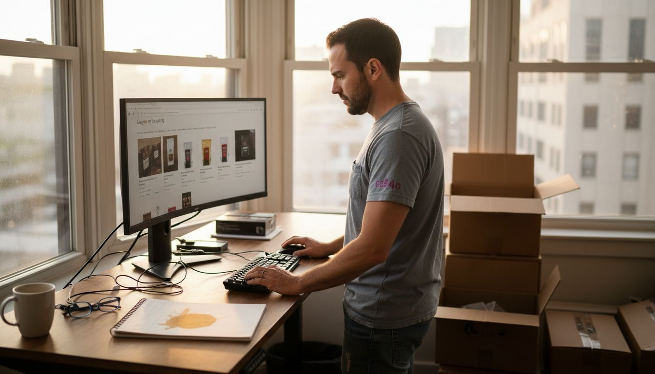 Ecommerce manager reviewing Google Shopping results