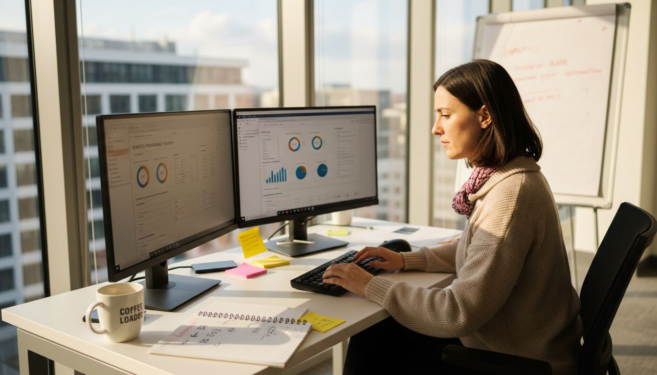 Ecommerce manager reviews retargeting results dashboard