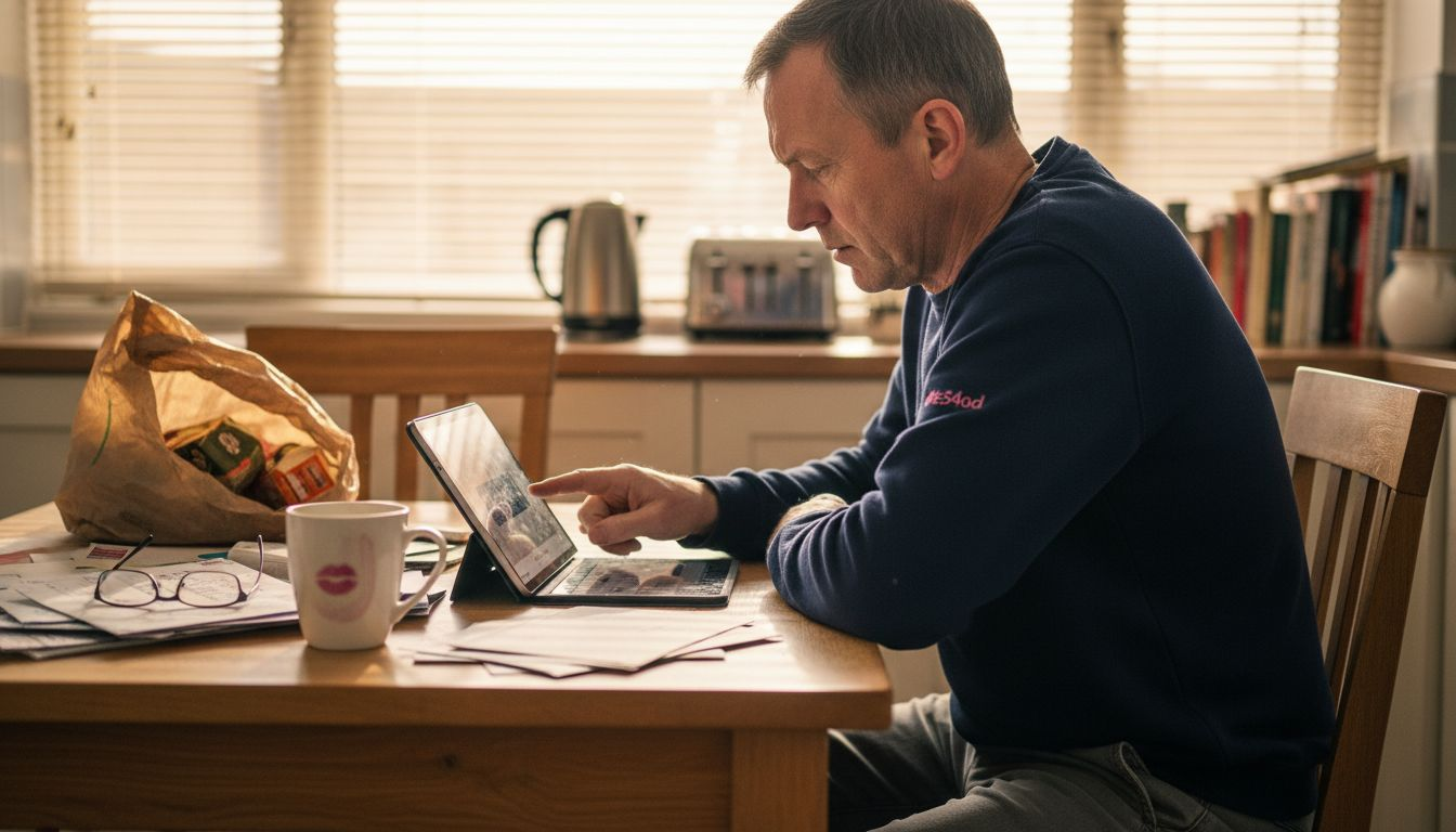 Shopper browsing ecommerce site at kitchen table