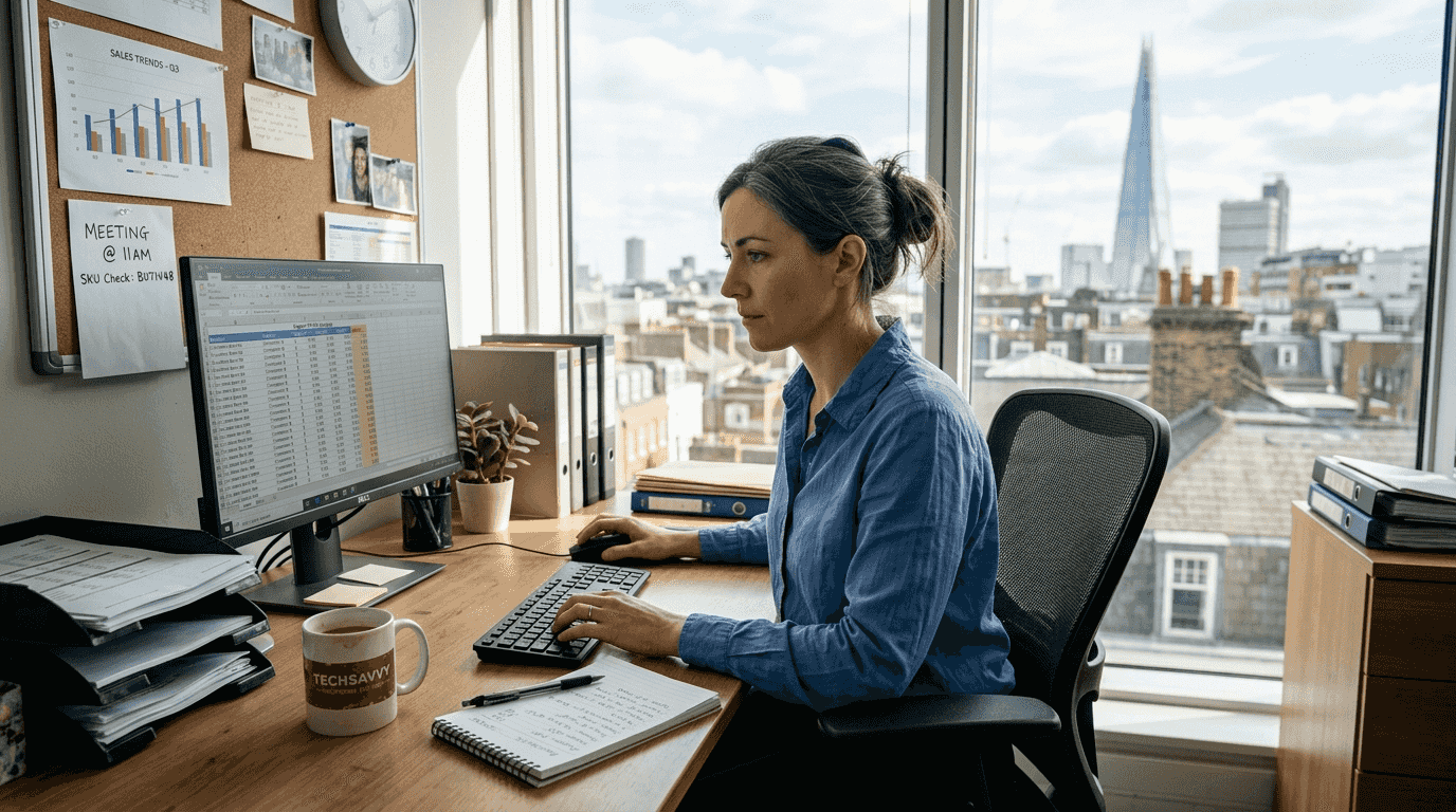 E-commerce manager studying pricing data