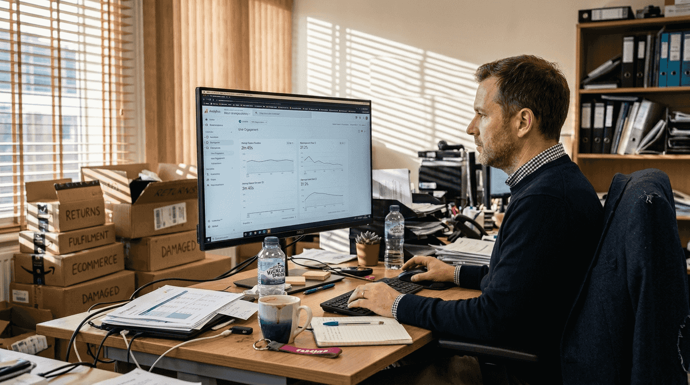 Manager reviewing user engagement metrics screen