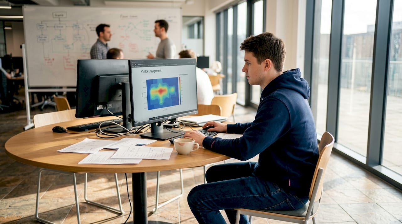 Data analyst examines AI ecommerce dashboard