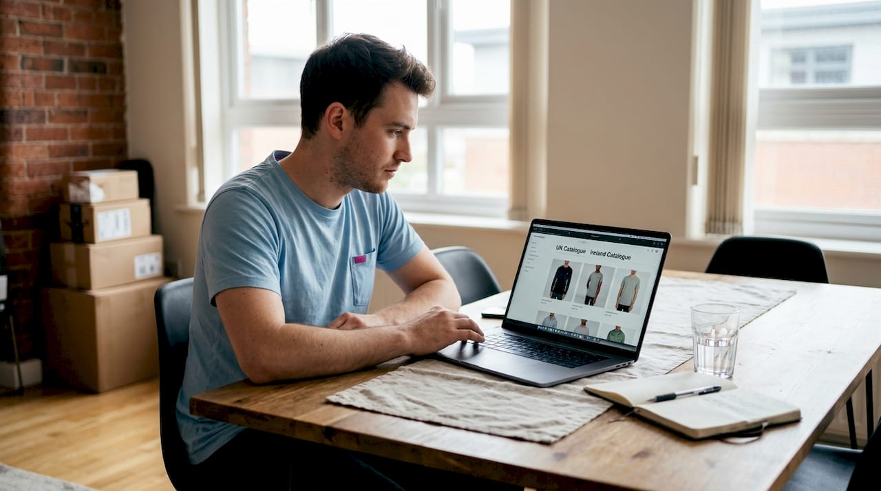 User browsing location-specific ecommerce catalogue