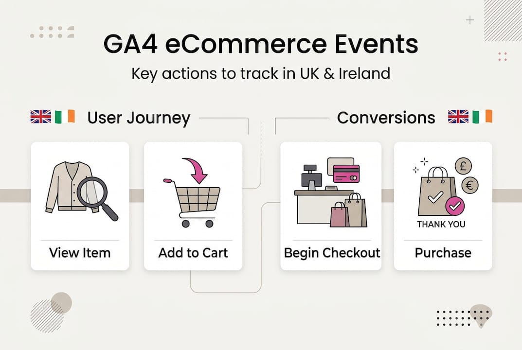 Infographic of core GA4 ecommerce events