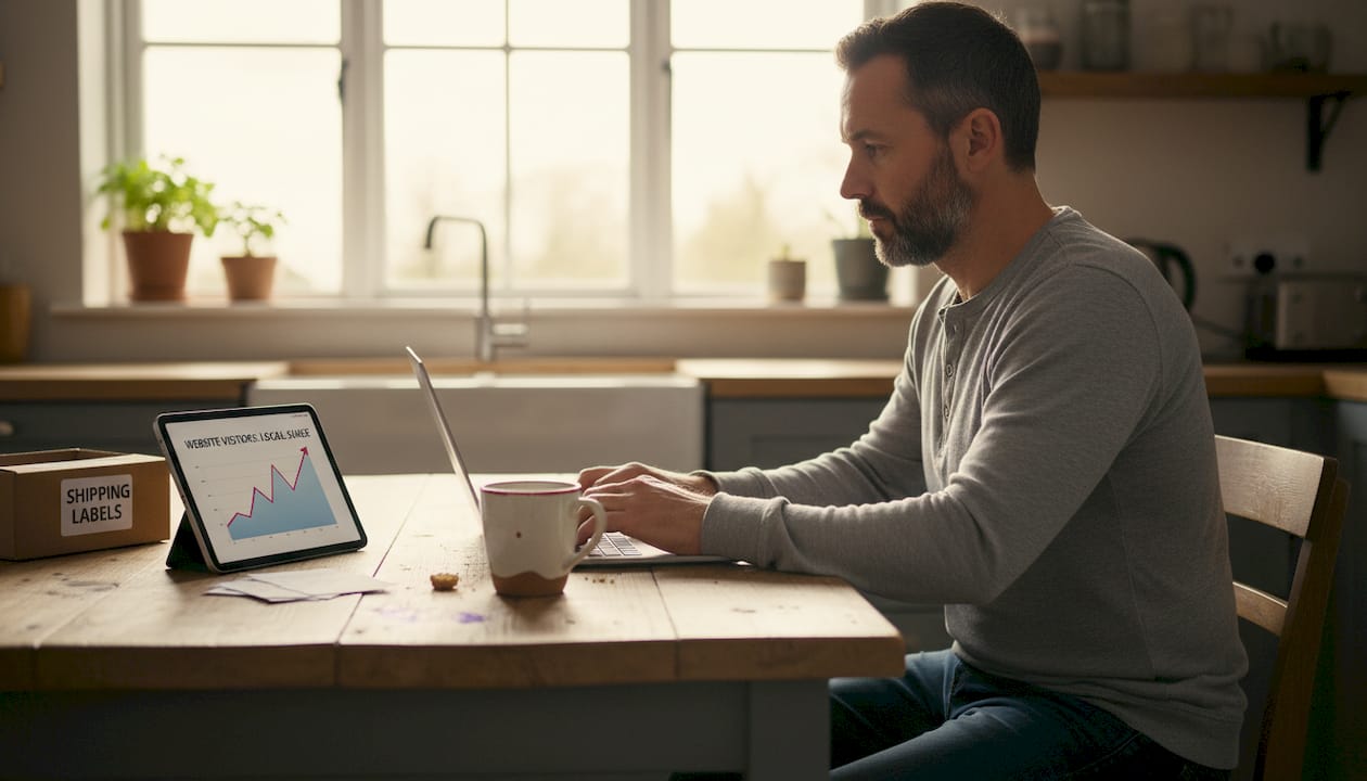 Small business owner viewing local traffic data