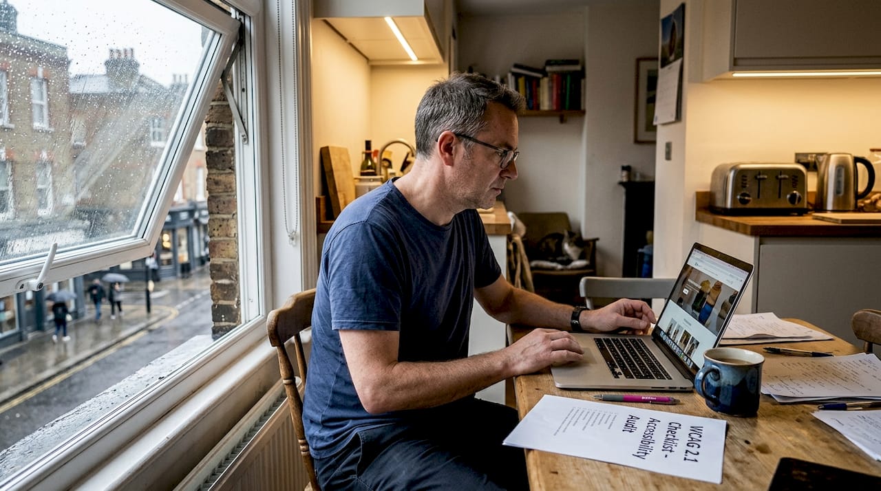 Ecommerce owner checking website for accessibility