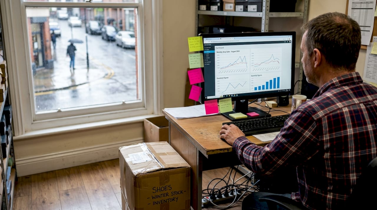 Retail manager checking campaign performance reports