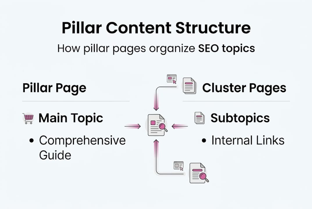 Infographic of pillar content page and clusters