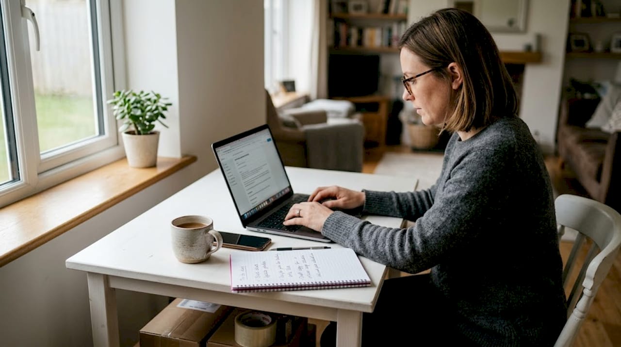 Ecommerce owner updating product page at desk