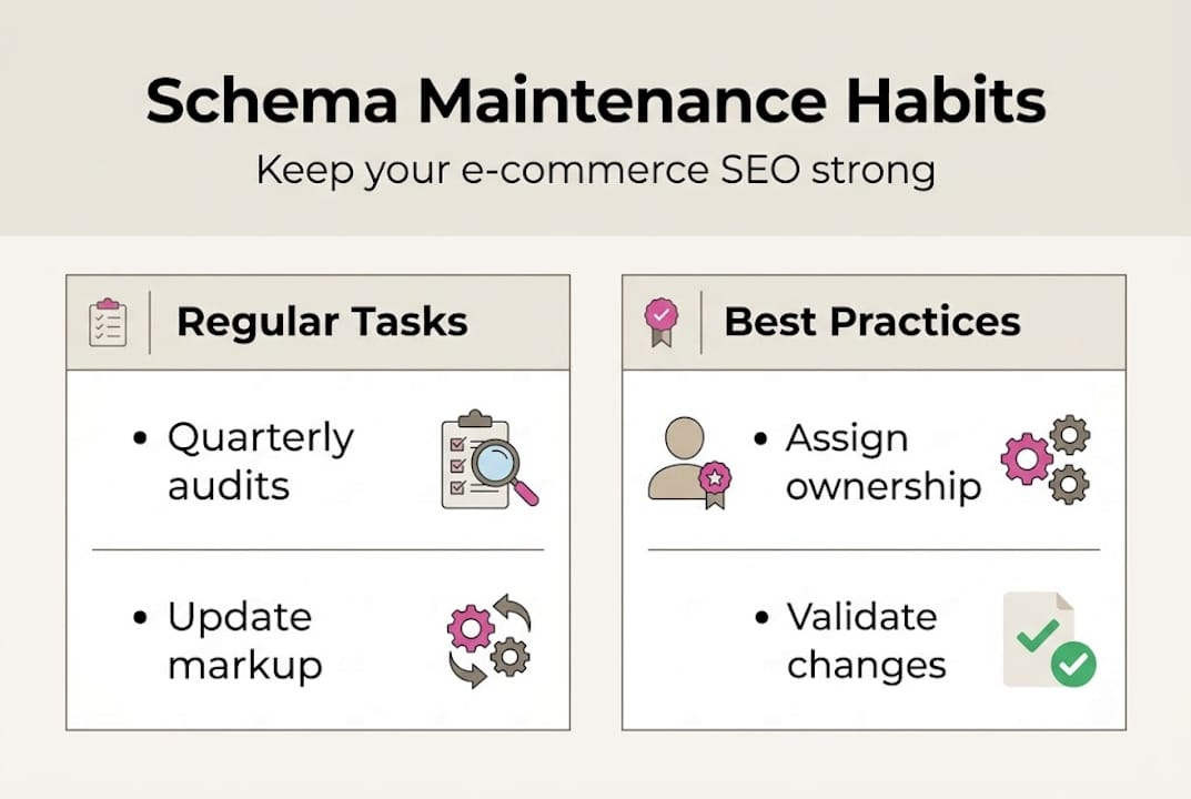 Infographic showing schema maintenance habits and best practices