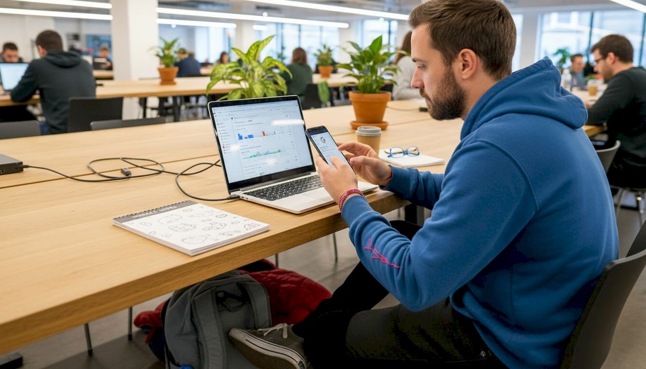 Web developer tests mobile website load speed