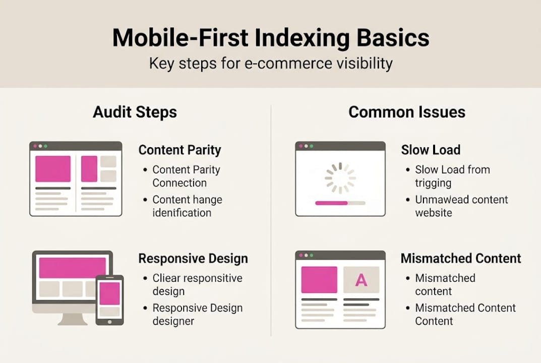 Infographic: mobile-first indexing steps and issues