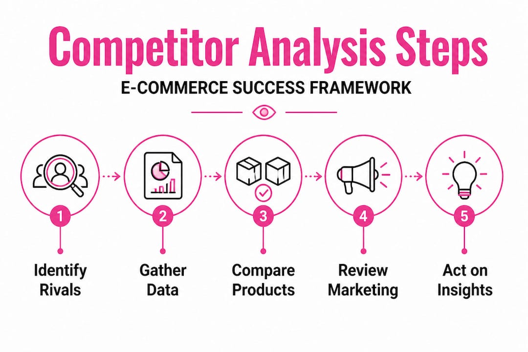 Infographic showing steps for competitor analysis