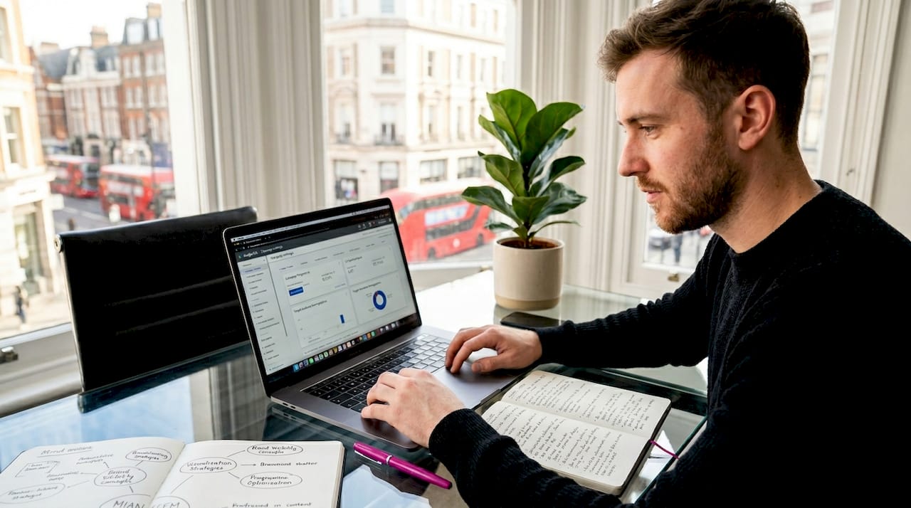 Digital marketer sets up e-commerce ad campaign