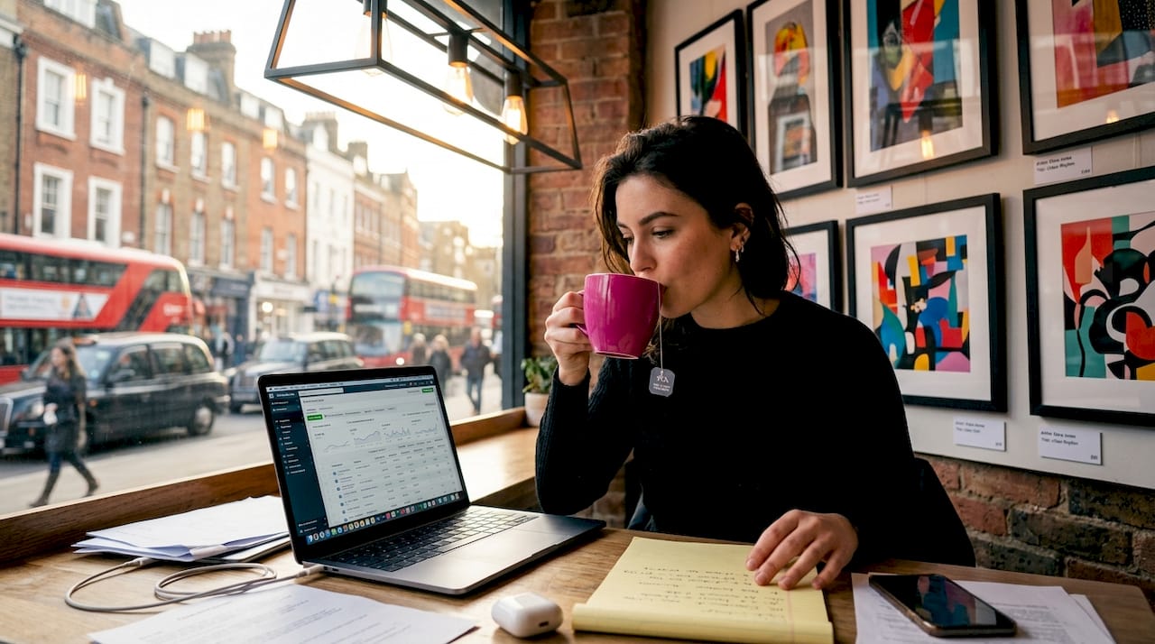 Marketer managing paid social ad campaign