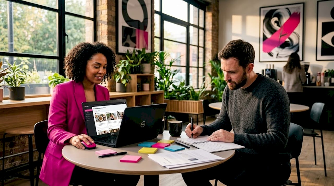 Team moderating user posts in shared office