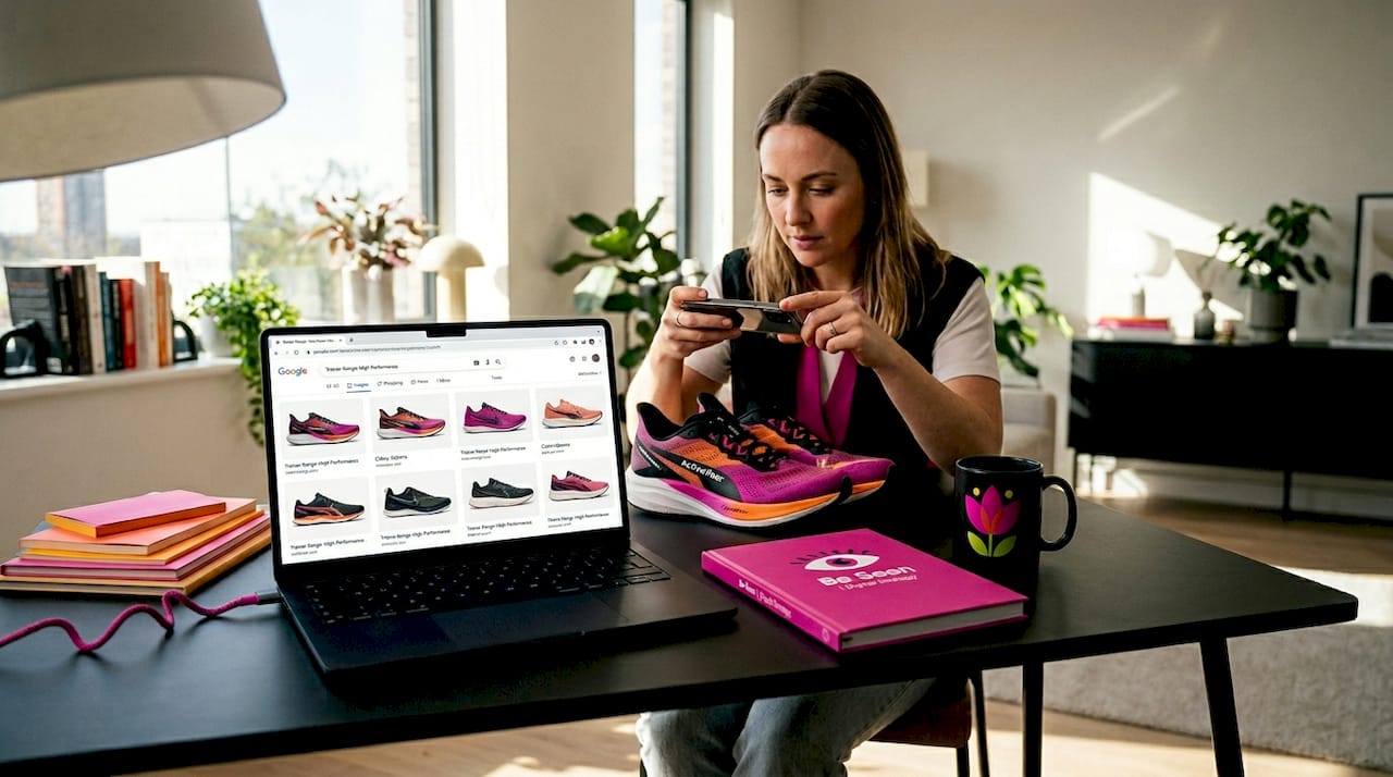 User photographing shoes for visual search
