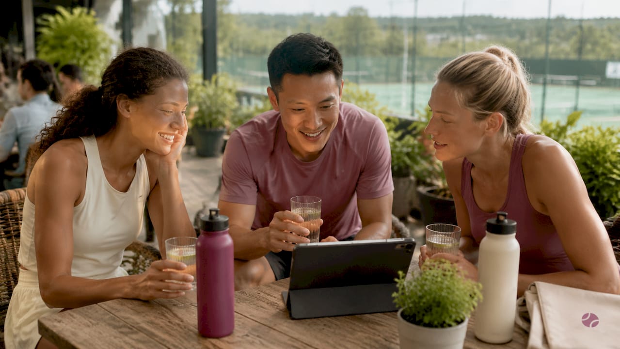 Club members using devices for bookings
