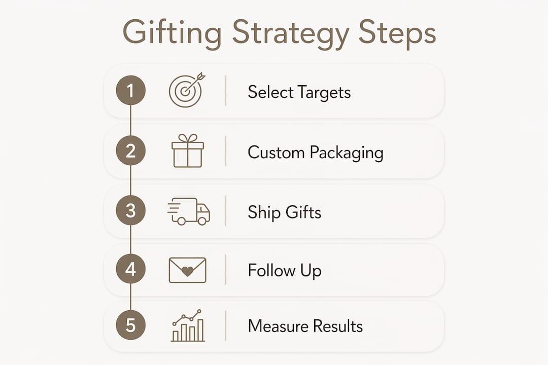 Infographic illustrating steps of brand ambassador gifting strategy