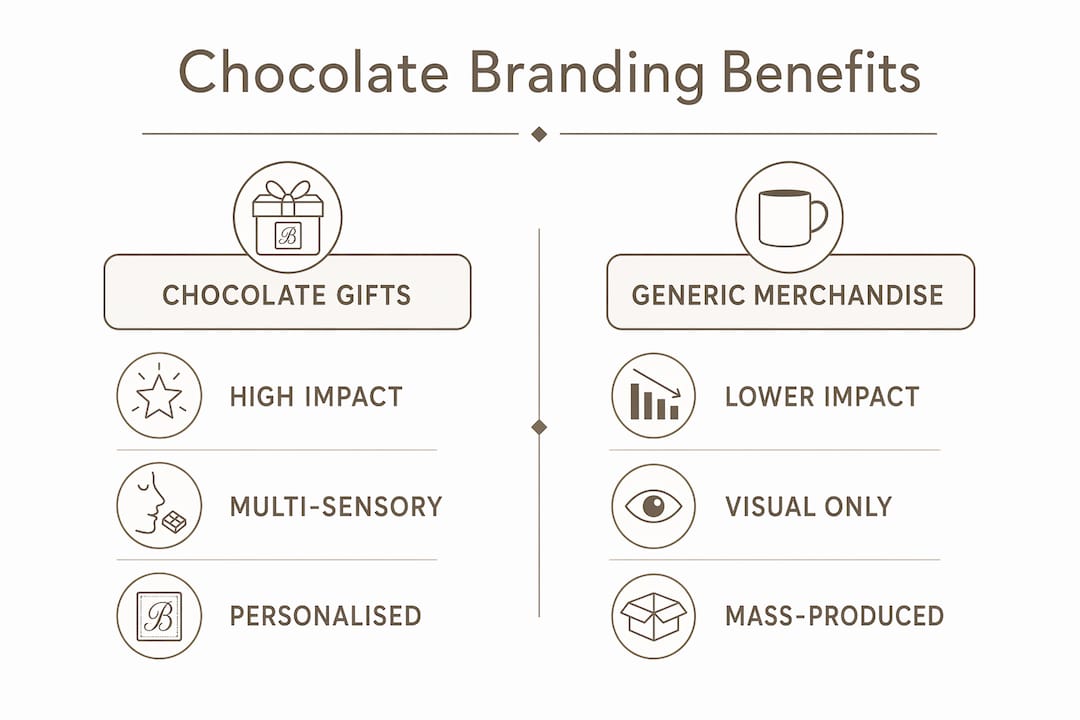 Infographic comparing chocolate gifts and generic merchandise