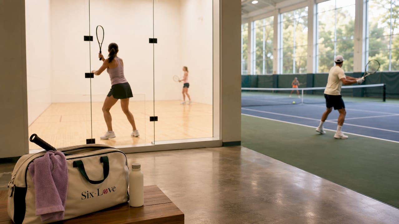 Comparison of racquetball and tennis courts indoors
