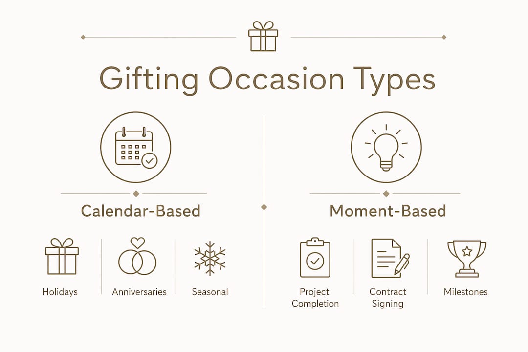 Infographic comparing calendar and moment-based gifting occasions