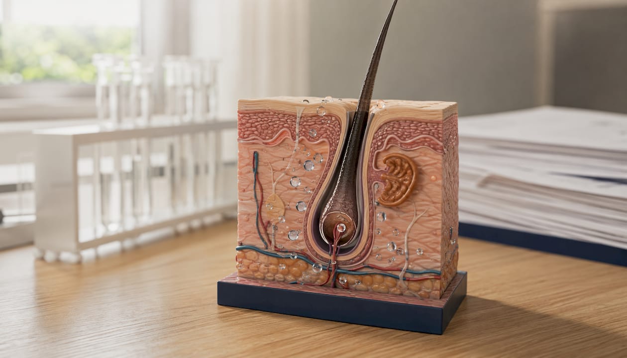 Cross-section model of hydrated hair follicle