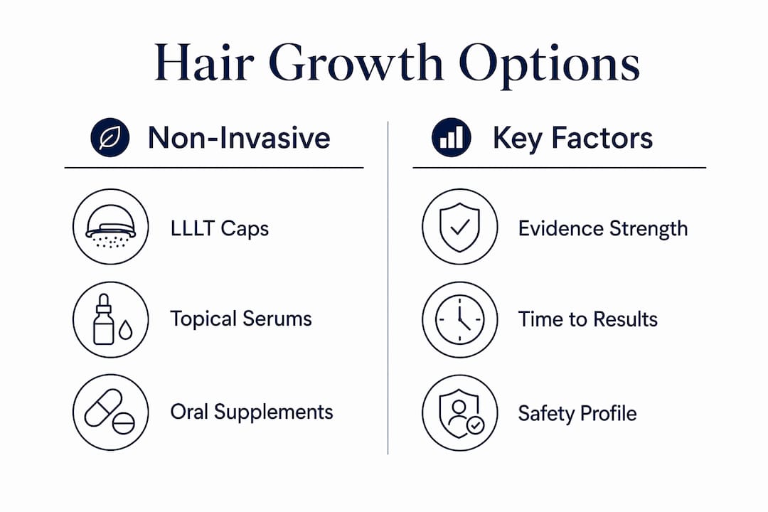 Infographic comparing hair growth treatment types