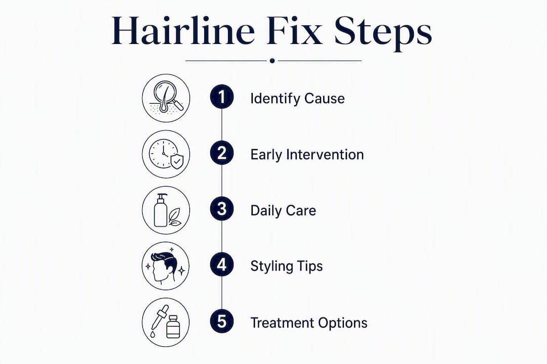 Infographic outlining hairline fix steps