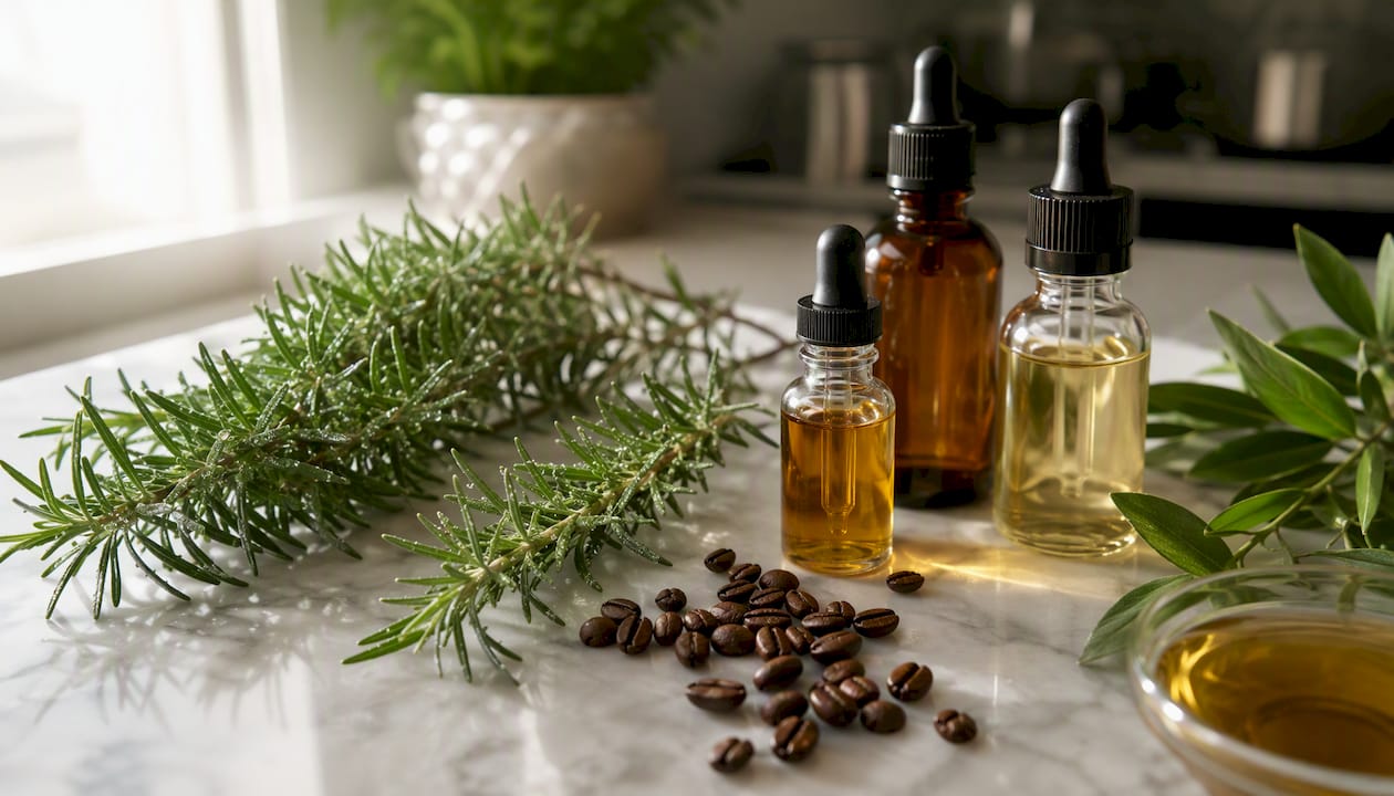 Rosemary and caffeine ingredients for hair care