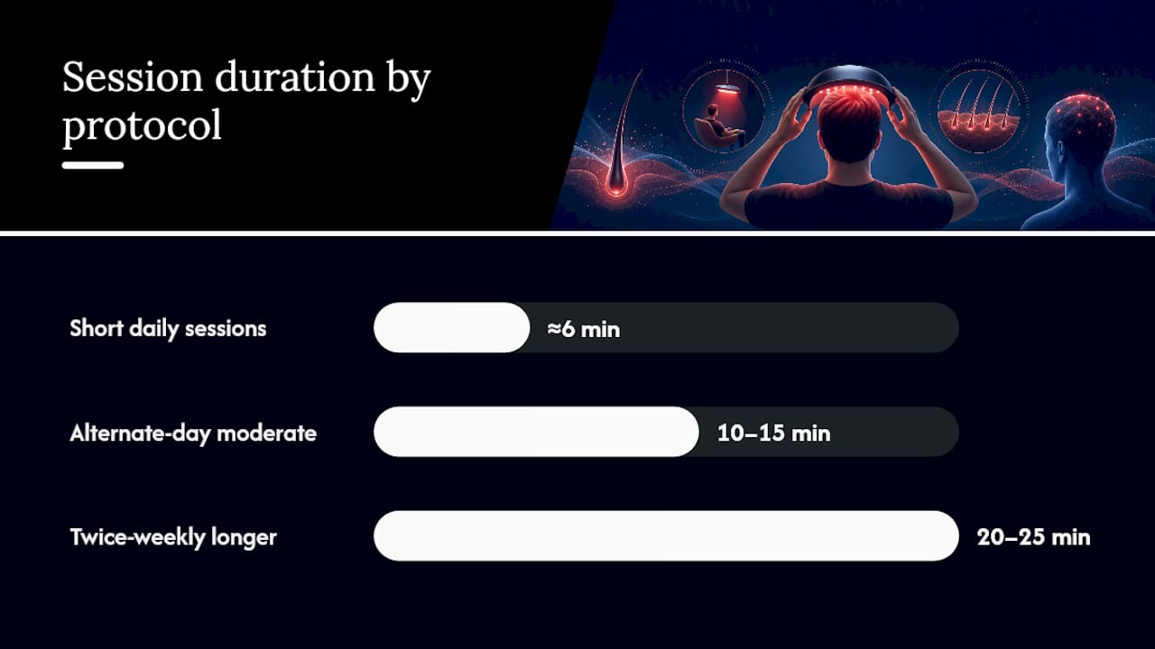Diagram of red light therapy session frequency and wavelength