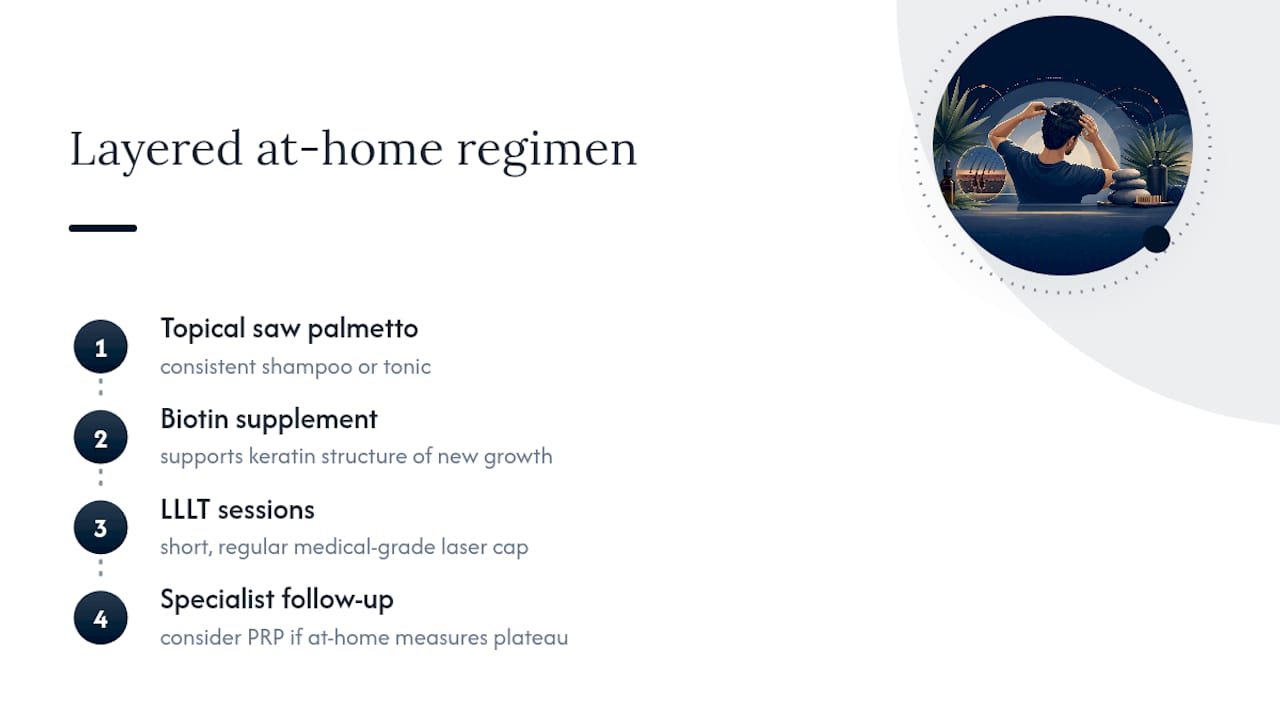 Why pairing saw palmetto with LLLT makes sense — overview diagram