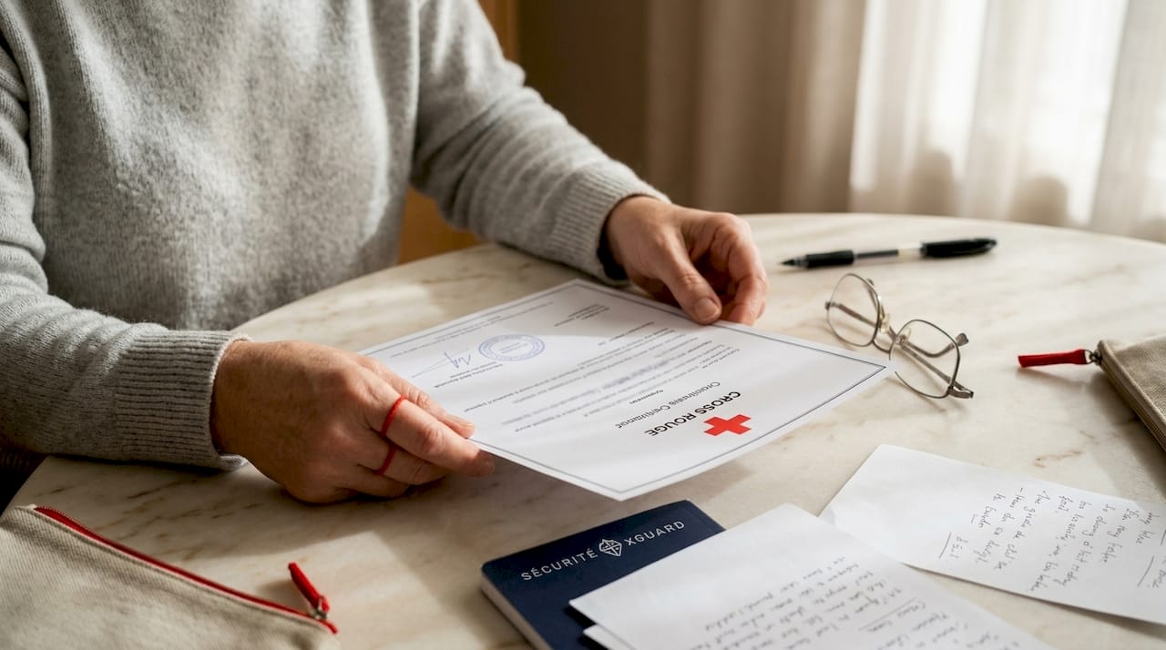 Des mains tenant un certificat de formation aux premiers secours