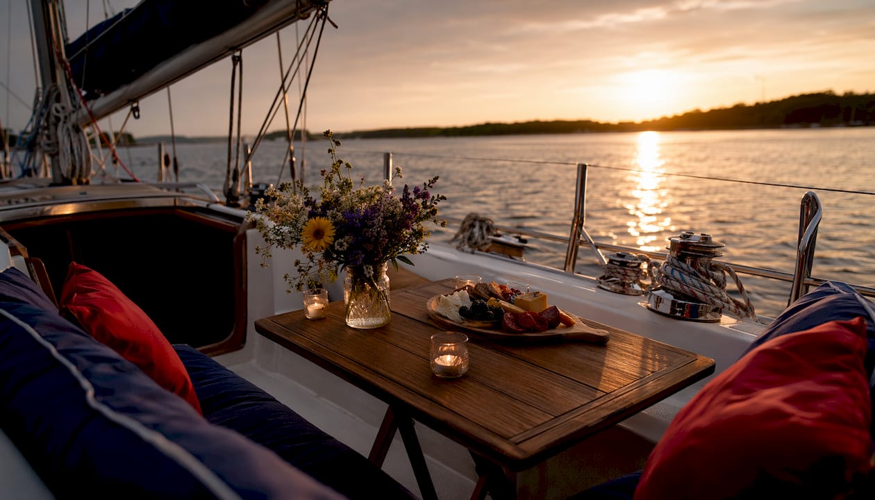 Cozy boat deck setup for proposal