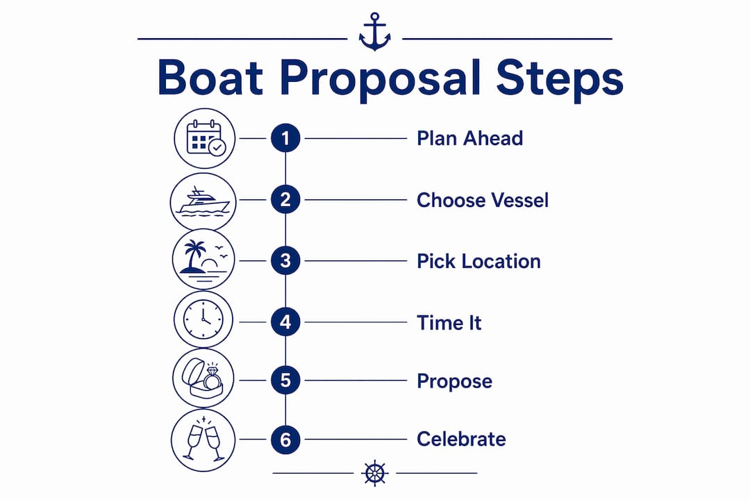 Infographic depicting steps for a boat proposal
