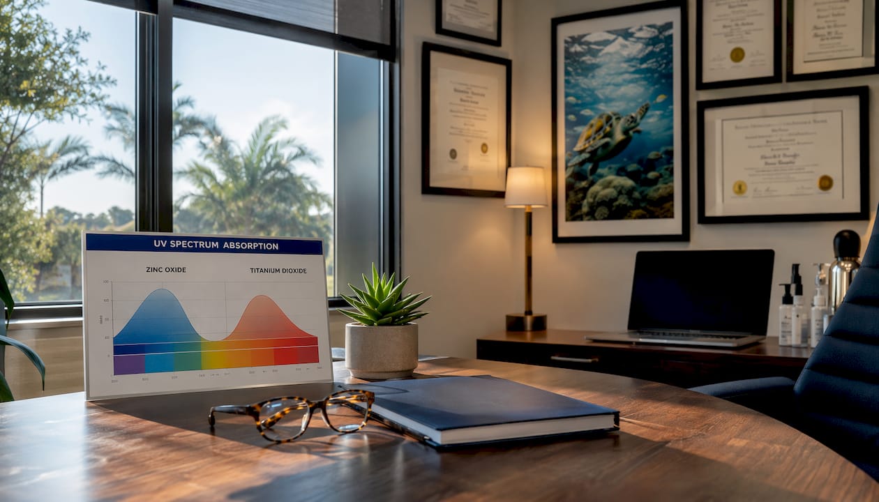 Close-up of UV spectrum absorption chart on desk