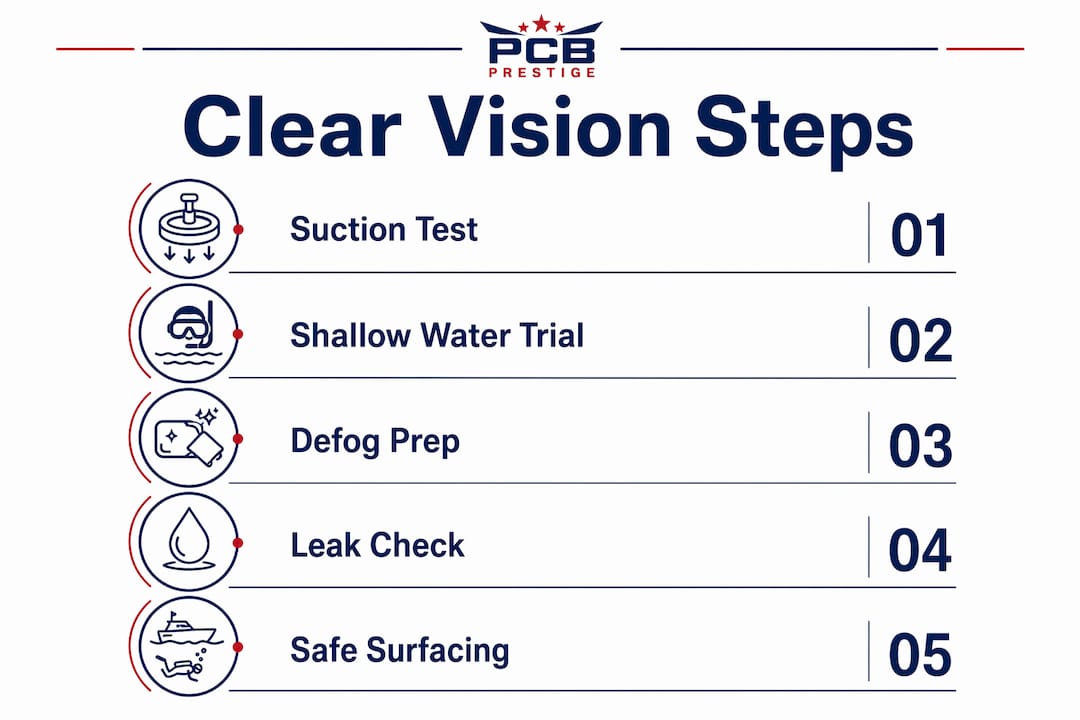 Infographic showing clear vision steps for snorkeling