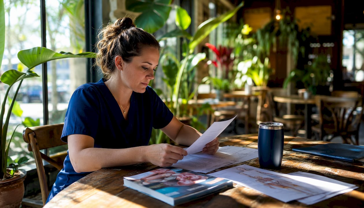 Clinician reviewing medical clearance document