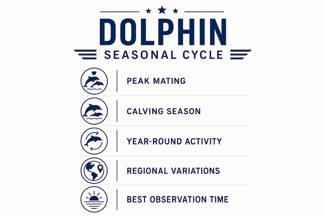 Infographic showing dolphin mating and calving timeline
