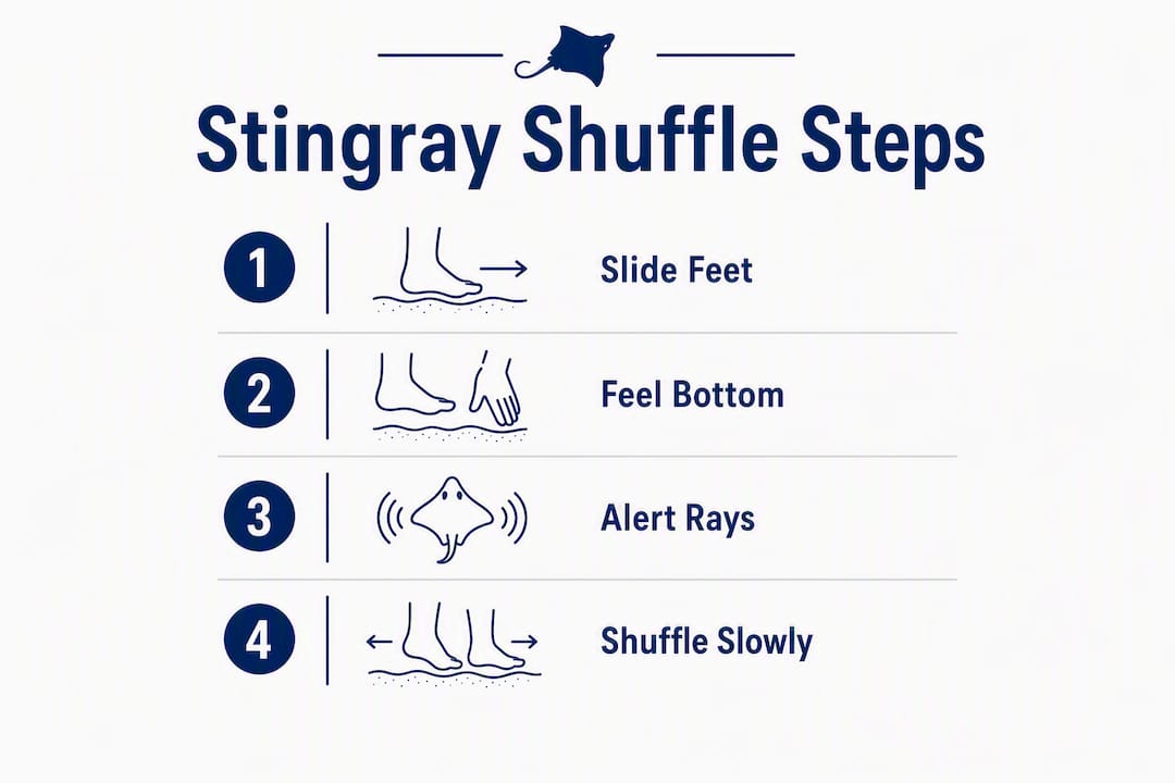 Infographic illustrating steps of the stingray shuffle
