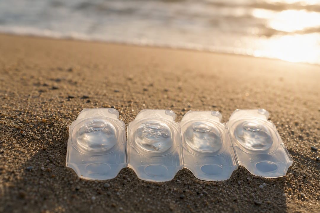 Open blister packs of soft daily disposable contact lenses