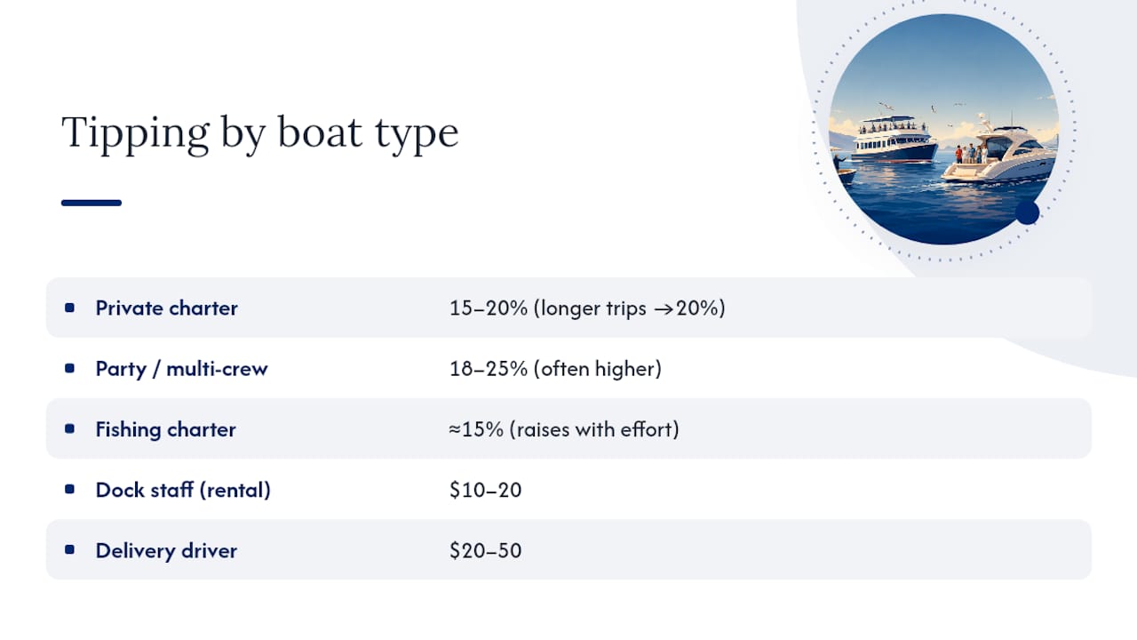 How Much To Tip By Boat Type And Trip Length — overview diagram