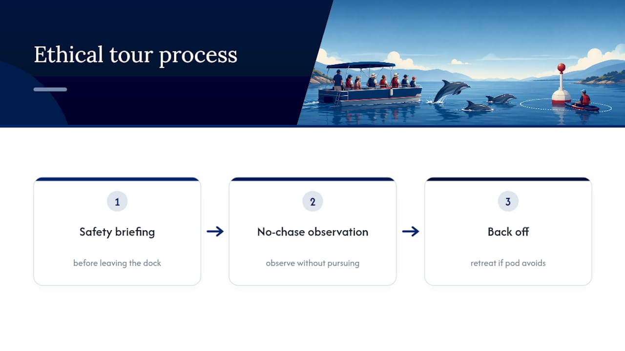 Three-step ethical dolphin tour process
