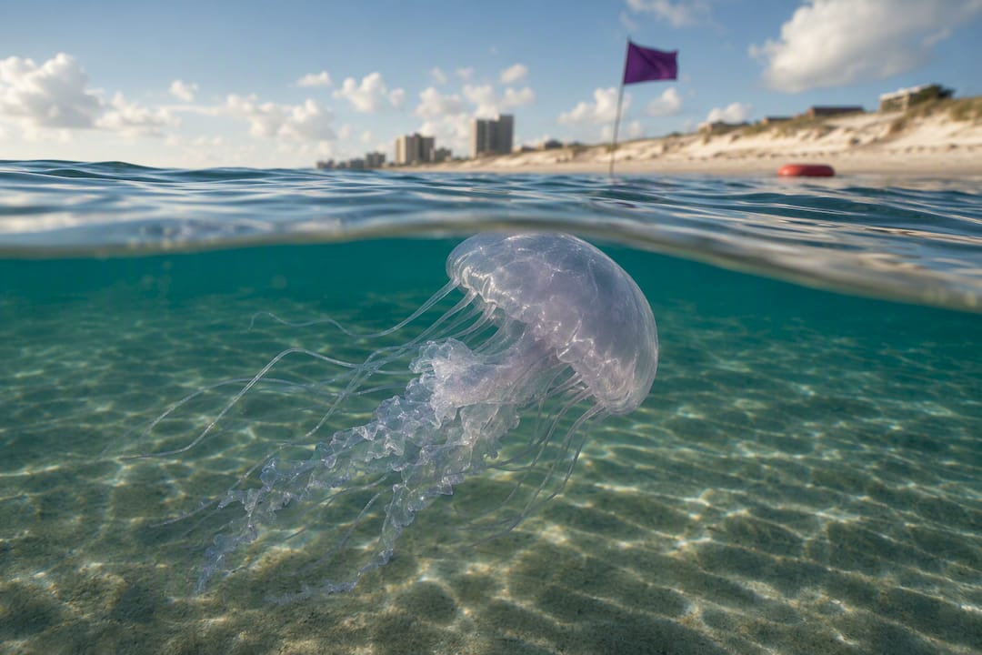Jellyfish drifting near Panama City Beach shoreline